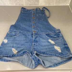 Zara denim button overalls